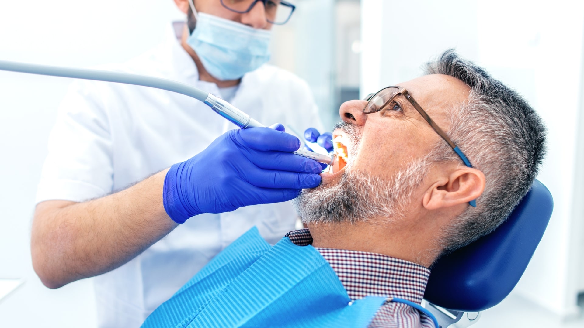 Patient receiving a dental exam